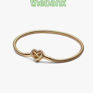 Pandora Sparkling Infinity Heart Clasp Snake Chain Bracelet